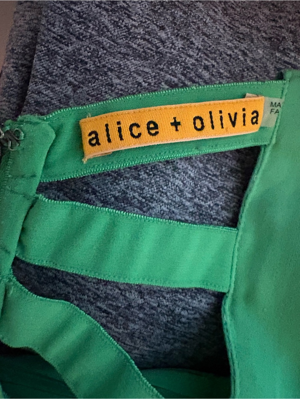 Alice + Olivia Bright Green Silk Pleated Backless Cocktail Dress - Picture 3 of 12